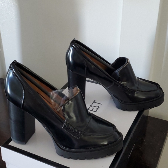 New Nine West black high heel loafer style pumps - Picture 2 of 5